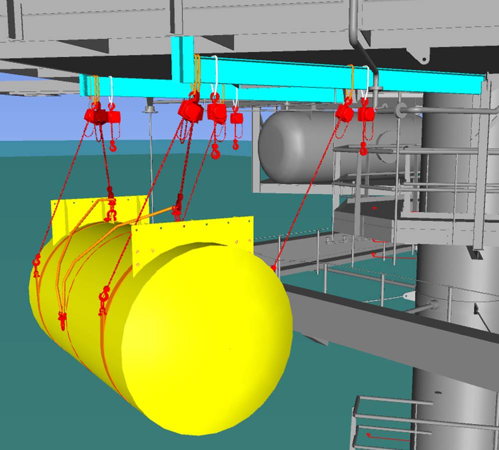 Engineering of lifting solution Offshore replacement diesel tank